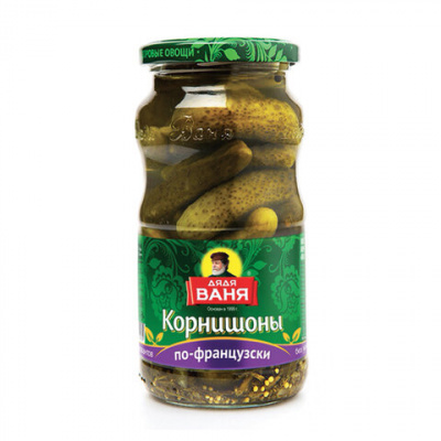 Корнишоны "По-французски" ДЯДЯ ВАНЯ консервированные, 460 г, 19583 Корнишоны "По-французски" ДЯДЯ ВАНЯ консервированные, 460 г, 19583