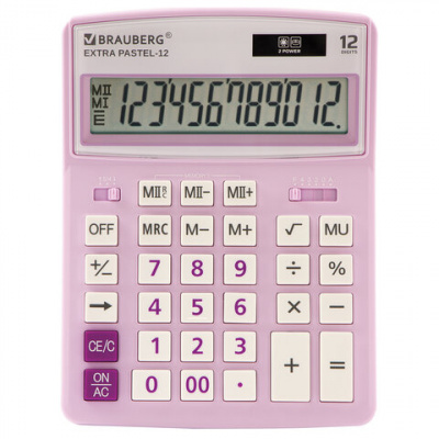 Калькулятор настольный BRAUBERG EXTRA PASTEL-12-PR (206x155 мм), 12 разрядов, двойное питание, СИРЕНЕВЫЙ, 250489 Калькулятор настольный BRAUBERG EXTRA PASTEL-12-PR (206x155 мм), 12 разрядов, двойное питание, СИРЕНЕВЫЙ, 250489