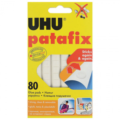 Подушечки клеящие UHU Patafix, 80 шт., бесследное удаление, многоразовые, белые, 39125 Подушечки клеящие UHU Patafix, 80 шт., бесследное удаление, многоразовые, белые, 39125