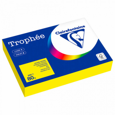 Бумага цветная CLAIREFONTAINE, А4, 80 г/м2, 500 л., интенсив, ярко-желтый, Франция, 1877C, 1877PC Бумага цветная CLAIREFONTAINE, А4, 80 г/м2, 500 л., интенсив, ярко-желтый, Франция, 1877C, 1877PC
