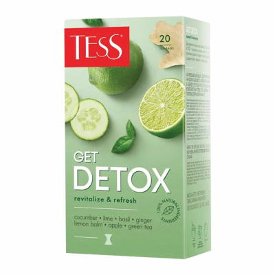 Чай TESS "Get Detox" зеленый с пряностями и цитрусом, 20 пакетиков в конвертах по 1,5 г, 1669-12 Чай TESS "Get Detox" зеленый с пряностями и цитрусом, 20 пакетиков в конвертах по 1,5 г, 1669-12