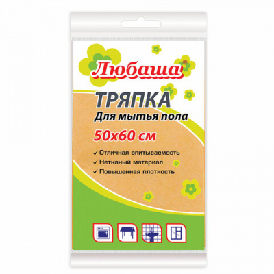 Тряпка ВИСКОЗНАЯ универсальная STANDART, 50х60 см, 120 г/м2, оранжевая, ЛЮБАША, К4118, 605498 Тряпка ВИСКОЗНАЯ универсальная STANDART, 50х60 см, 120 г/м2, оранжевая, ЛЮБАША, К4118, 605498