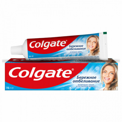 Зубная паста 100 мл COLGATE "Бережное отбеливание", с фторидом и кальцием, 7891024188279 Зубная паста 100 мл COLGATE "Бережное отбеливание", с фторидом и кальцием, 7891024188279