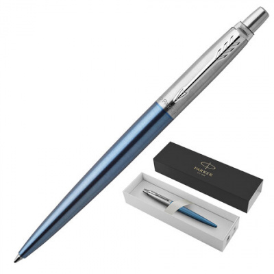 Ручка шариковая PARKER "Jotter Core Waterloo Blue CT", корпус голубой, детали хром, синяя, 1953191 Ручка шариковая PARKER "Jotter Core Waterloo Blue CT", корпус голубой, детали хром, синяя, 1953191