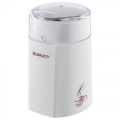 Кофемолка SCARLETT SC-CG44506, 160 Вт, объем 60 г, пластик, ножи из нержавеющей стали, белая с рисунком Кофемолка SCARLETT SC-CG44506, 160 Вт, объем 60 г, пластик, ножи из нержавеющей стали, белая с рисунком