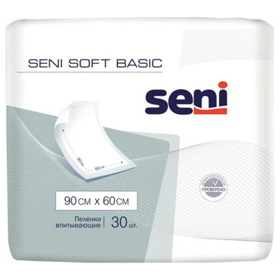 Пеленки 60х90 см, SENI SOFT BASIC, КОМПЛЕКТ 30 шт., впитывающие, одноразовые, SE-091-B030-J03 Пеленки 60х90 см, SENI SOFT BASIC, КОМПЛЕКТ 30 шт., впитывающие, одноразовые, SE-091-B030-J03