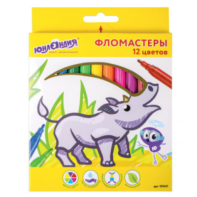 Фломастеры ЮНЛАНДИЯ 12 цветов, "ЭКЗОТИКА", вентилируемый колпачок, картон, 151421 Фломастеры ЮНЛАНДИЯ 12 цветов, "ЭКЗОТИКА", вентилируемый колпачок, картон, 151421