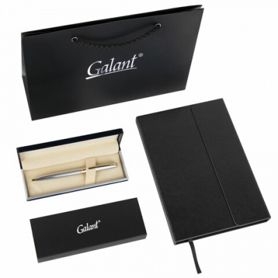 Ручка шариковая GALANT "Marburg", корпус серебристый, ежедневник недатированный А5 черный, пакет, 880905 Ручка шариковая GALANT "Marburg", корпус серебристый, ежедневник недатированный А5 черный, пакет, 880905
