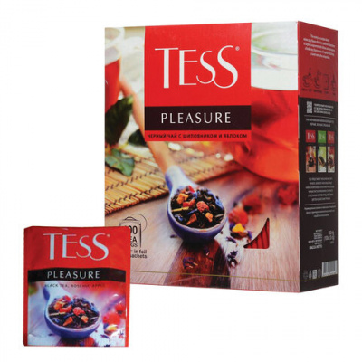 Чай TESS "Pleasure" черный с шиповником, яблоком, лимонным сорго, 100 пакетиков в конвертах по 1,5 г, 0919-09 Чай TESS "Pleasure" черный с шиповником, яблоком, лимонным сорго, 100 пакетиков в конвертах по 1,5 г, 0919-09