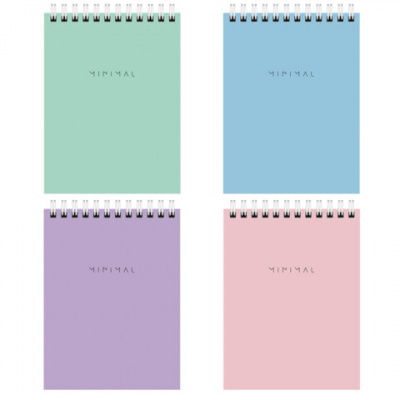 Блокнот МАЛЫЙ ФОРМАТ А6, 108х145 мм, 40 л., гребень, картон, клетка, BRAUBERG "Minimal Pastel", 116429