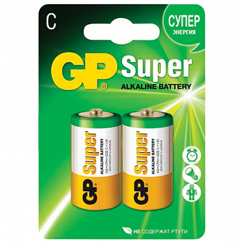 Батарейки КОМПЛЕКТ 2 шт., GP Super G-Tech, С (LR14, 14А), алкалиновые, блистер, 14A-2CR2
