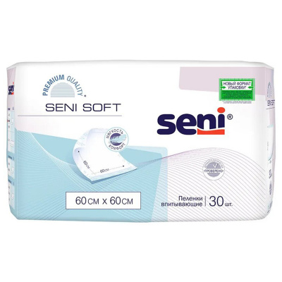 Пеленки 60х60 см, SENI SOFT, КОМПЛЕКТ 30 шт., впитывающие, одноразовые, SE-091-S030-J02 Пеленки 60х60 см, SENI SOFT, КОМПЛЕКТ 30 шт., впитывающие, одноразовые, SE-091-S030-J02