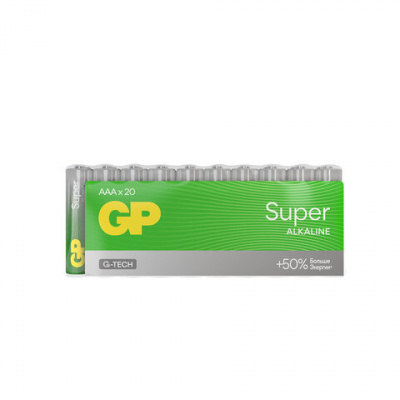 Батарейки КОМПЛЕКТ 20 шт., GP Super G-Tech, AAA (LR03, 24А), алкалиновые, мизинчиковые, 24A-2CRVS20, GP 24A-2CRVS20 Батарейки КОМПЛЕКТ 20 шт., GP Super G-Tech, AAA (LR03, 24А), алкалиновые, мизинчиковые, 24A-2CRVS20, GP 24A-2CRVS20