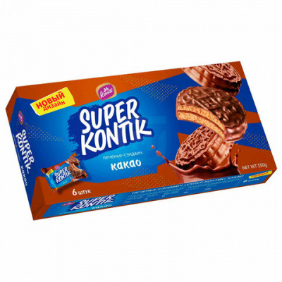 Печенье-сэндвич KONTI "Супер-Контик" какао, 150 г, 19080 Печенье-сэндвич KONTI "Супер-Контик" какао, 150 г, 19080