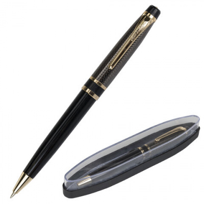 Ручка подарочная шариковая BRAUBERG Sonata, СИНЯЯ, корпус золотистый с черным, линия письма 0,5 мм, 143483 Ручка подарочная шариковая BRAUBERG Sonata, СИНЯЯ, корпус золотистый с черным, линия письма 0,5 мм, 143483