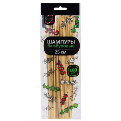 Шпажки-шампуры для шашлыка бамбуковые 25 см, 100 штук, КП, 107949 Шпажки-шампуры для шашлыка бамбуковые 25 см, 100 штук, КП, 107949