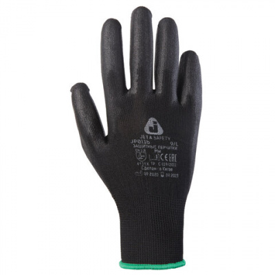 Перчатки нейлоновые JETA SAFETY, полиуретановое покрытие, КОМПЛЕКТ 12 пар, размер 9, L (большой), черные, JP011b, JP011b-L Перчатки нейлоновые JETA SAFETY, полиуретановое покрытие, КОМПЛЕКТ 12 пар, размер 9, L (большой), черные, JP011b, JP011b-L